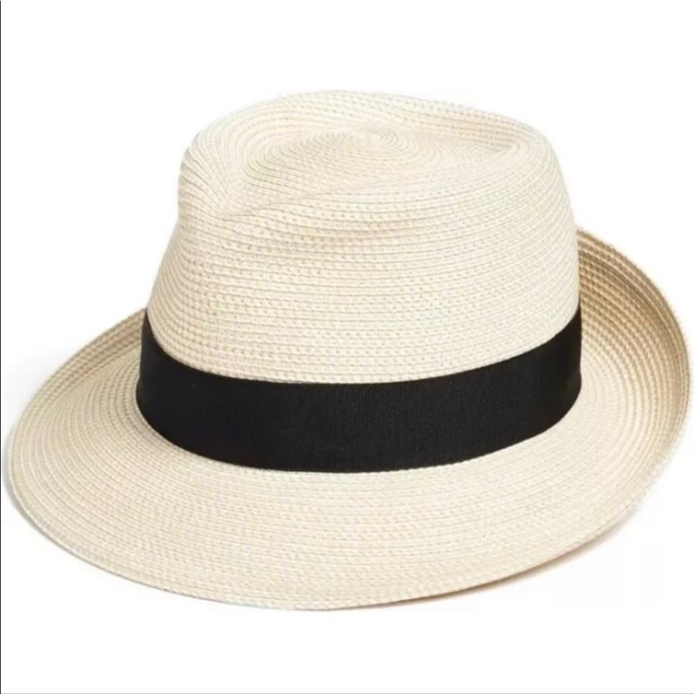 Eric Javits Cream and Black “Squishee” Fedora Hat